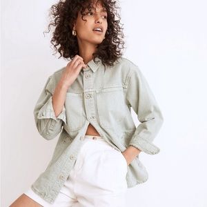 Madewell Pistachio Green Denim Shacket XXS